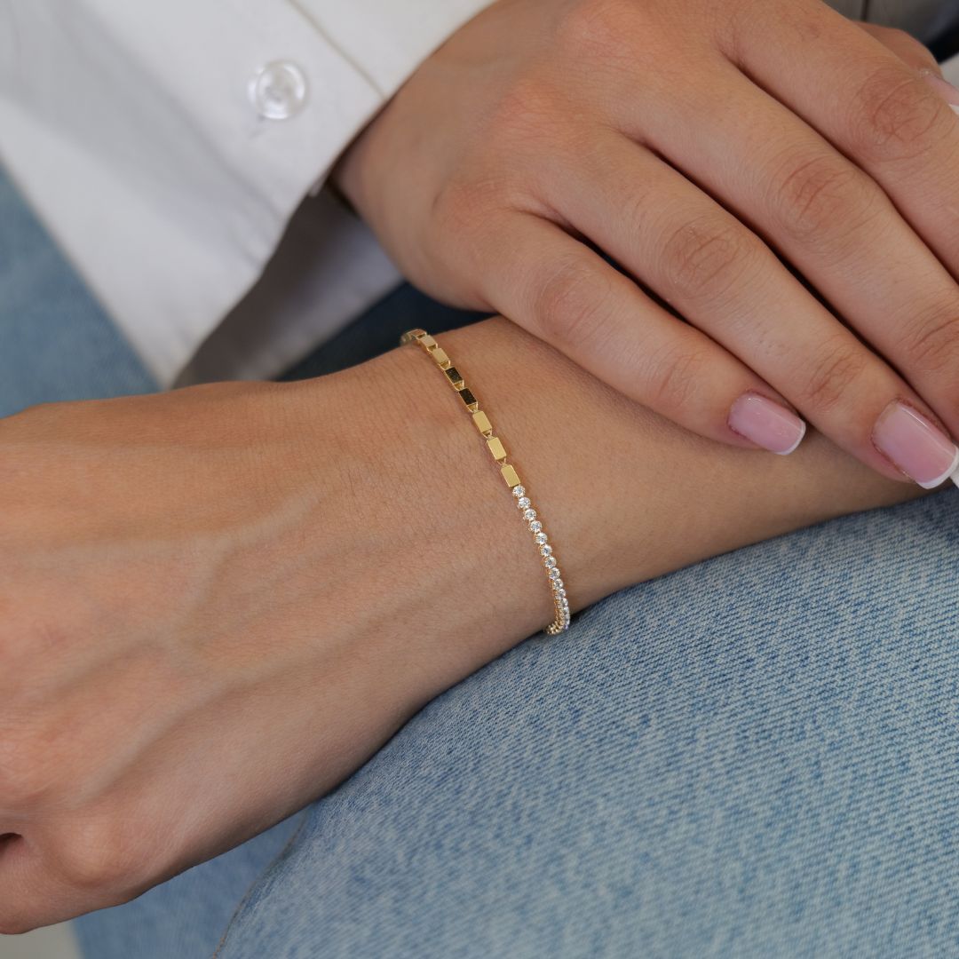 Beauté Doppelarmband | Tennisarmband | 585 Gold