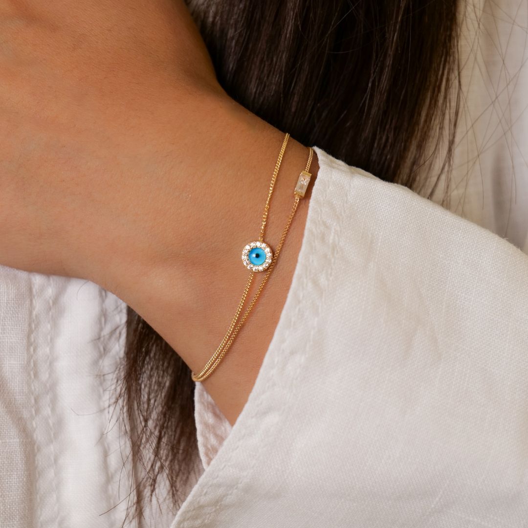 Doppelketten Armband Nazar Zirkonia I 585 Gold
