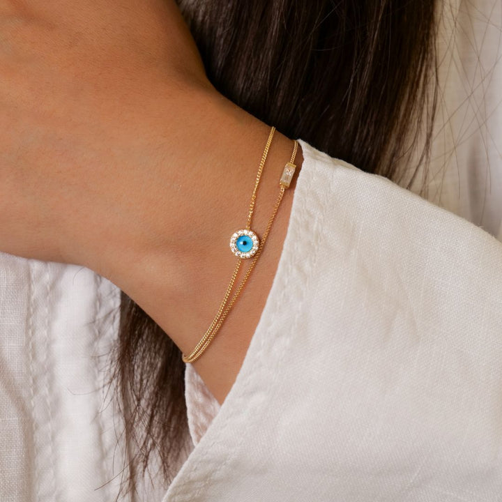 Doppelketten Armband Nazar Zirkonia I 585 Gold