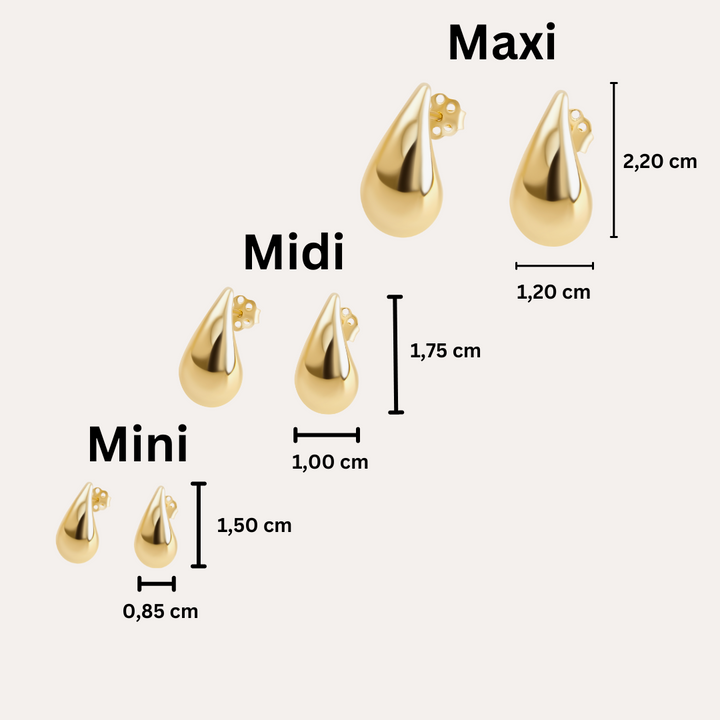 Drops Ohrstecker | 3 Größen | Mini-Midi-Maxi I 585 Gold Ohrringe