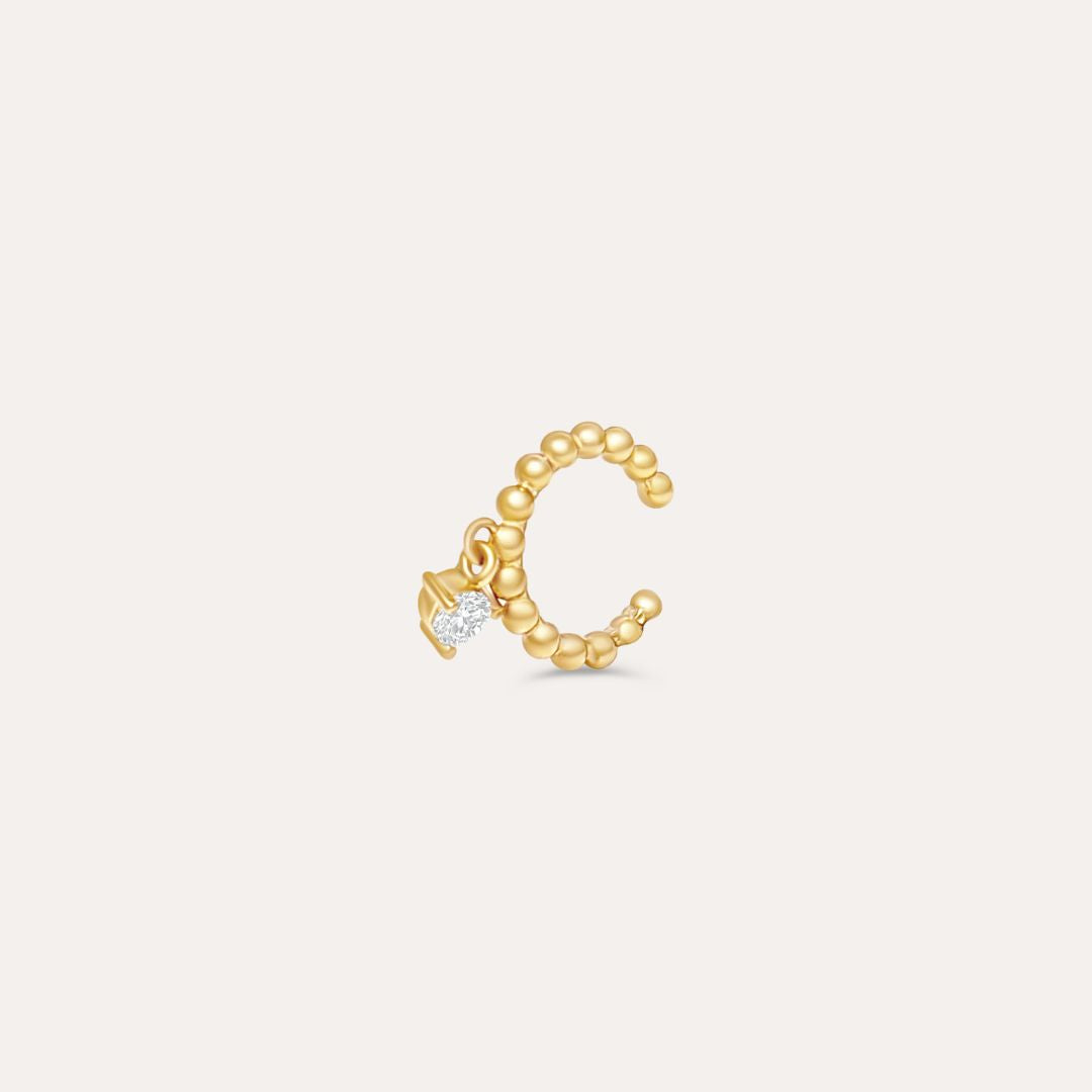 Ear Cuff Kugeln mit einem Stein | 585 Gold Ohrringe
