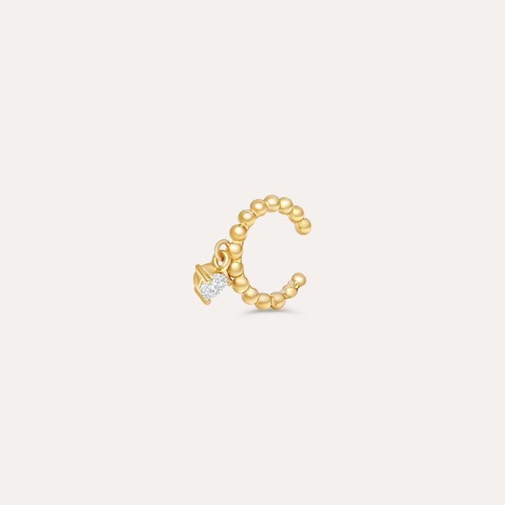 Ear Cuff Kugeln mit einem Stein | 585 Gold Ohrringe