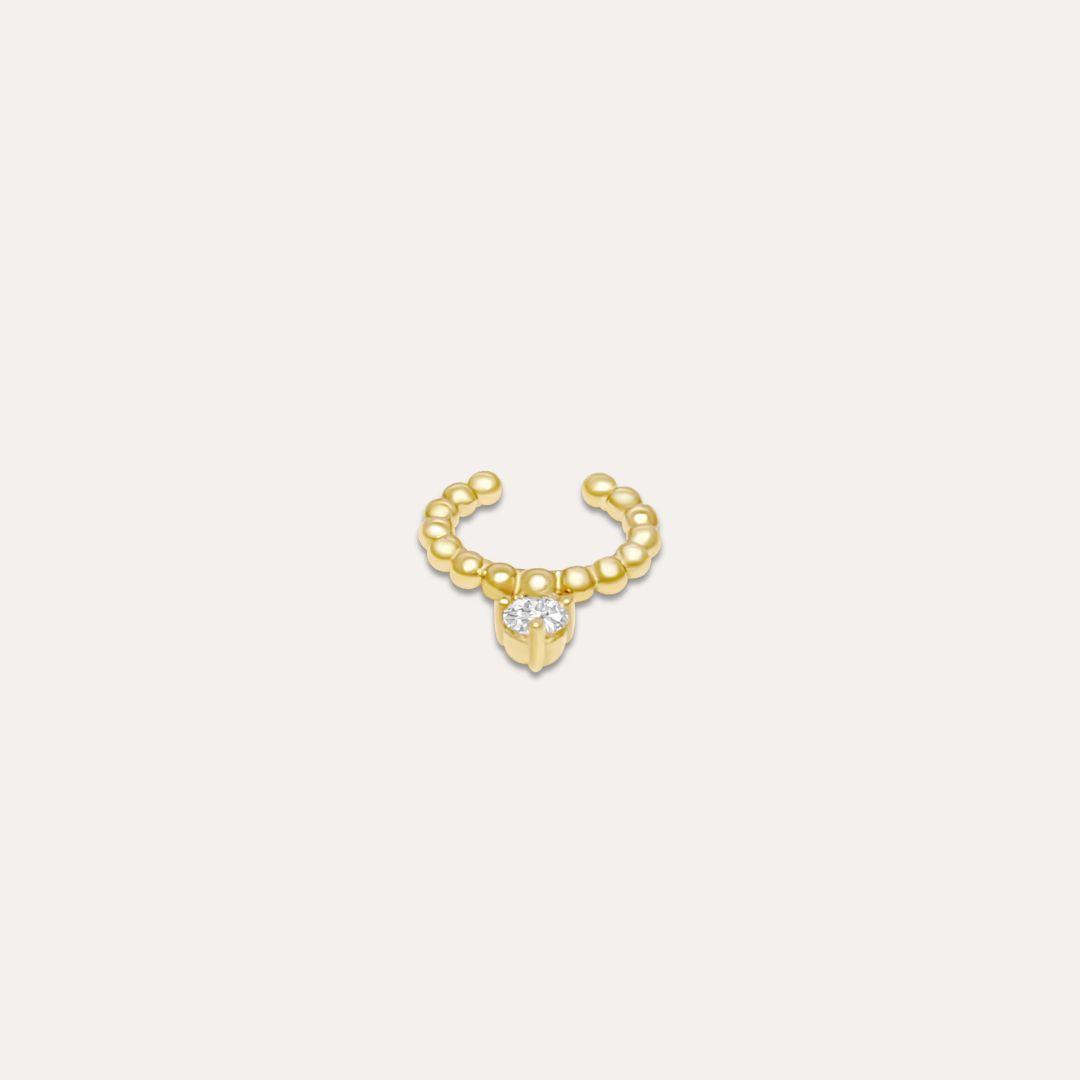 Ear Cuff Kugeln mit einem Stein | 585 Gold Ohrringe