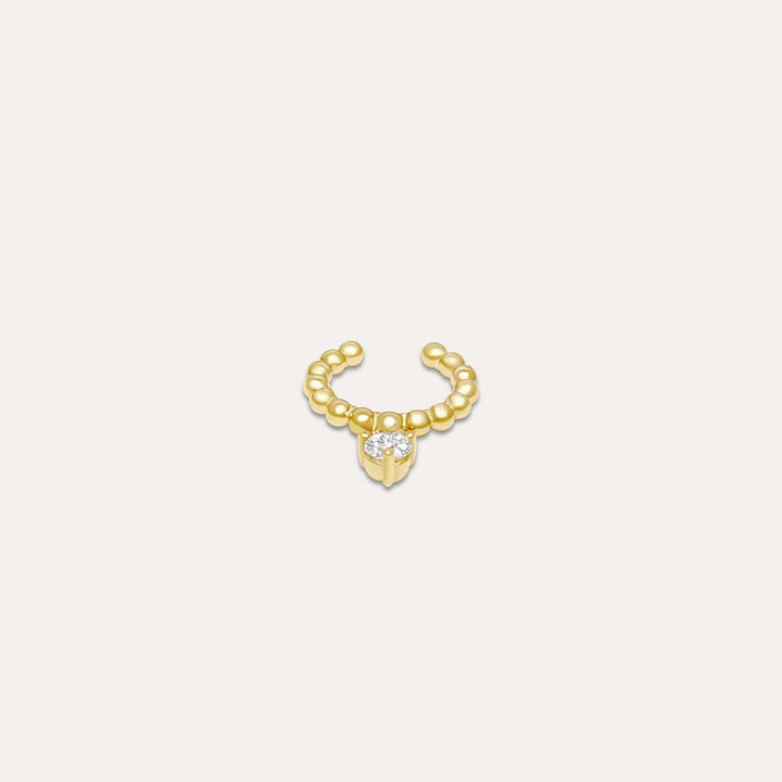 Ear Cuff Kugeln mit einem Stein | 585 Gold Ohrringe