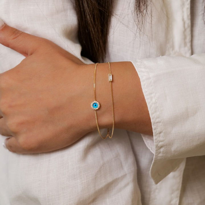 Doppelketten Armband Nazar Zirkonia I 585 Gold
