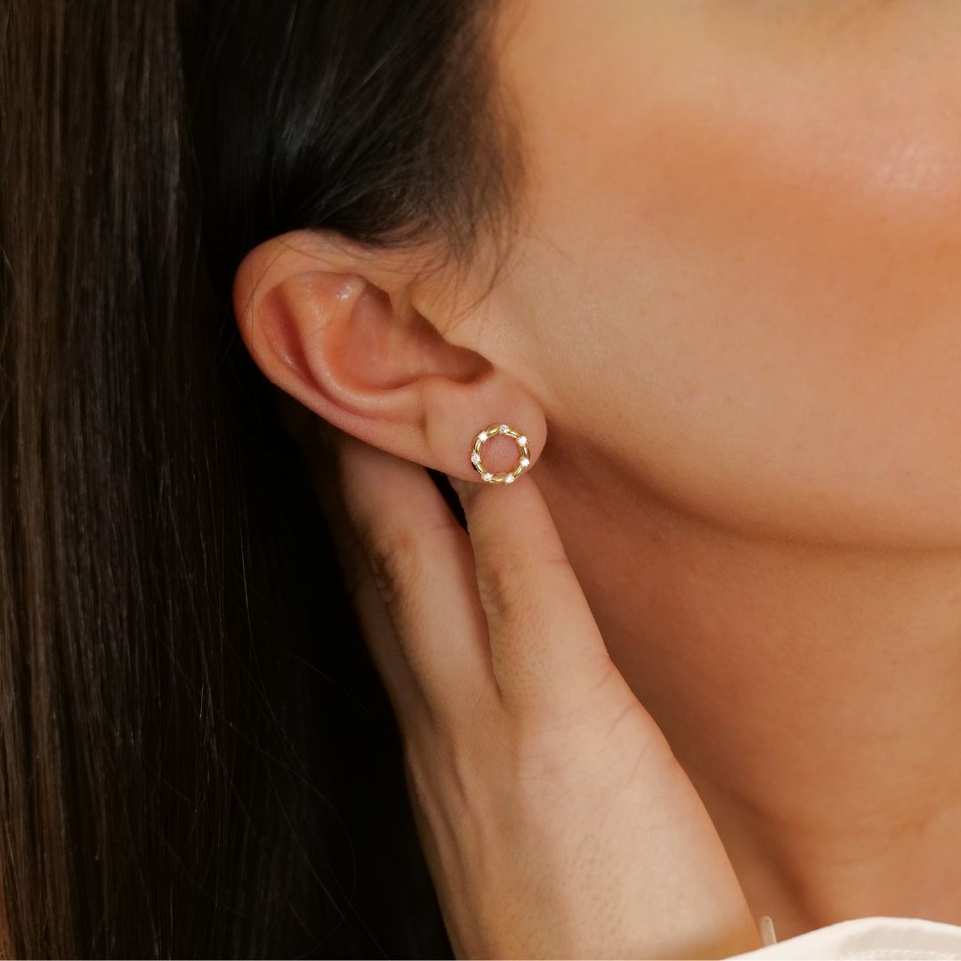 Fleur Gold Ohrstecker Rund | 585 Gold