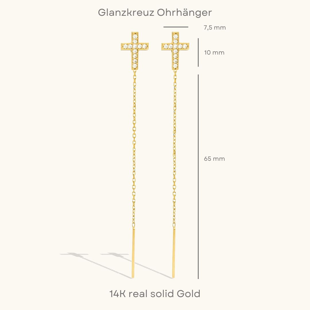 Glanzkreuz Ohrhänger | 585 Gold