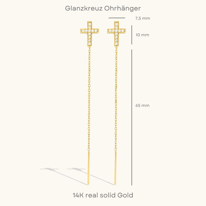 Glanzkreuz Ohrhänger | 585 Gold