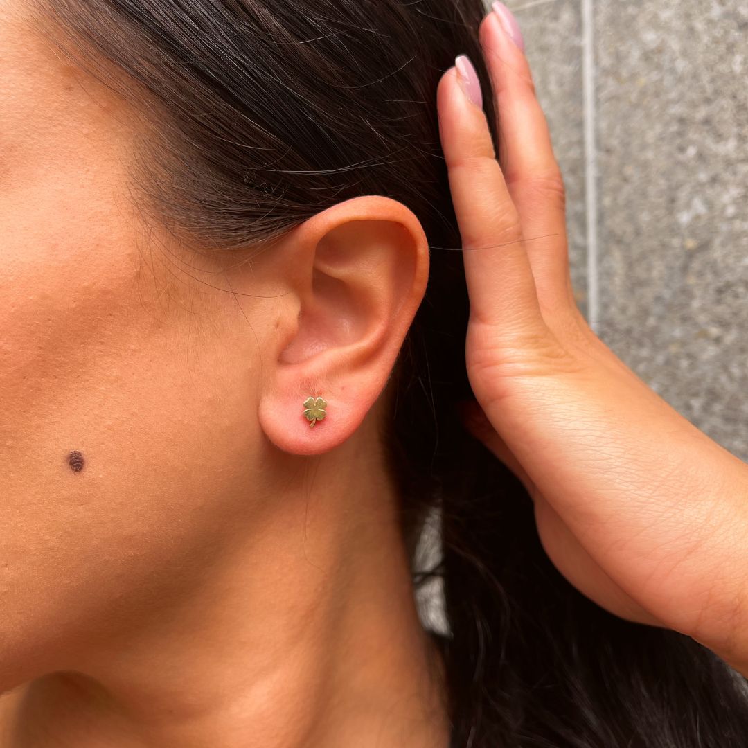 Kleeblatt Ohrstecker in 14K Echt Gold I Ohrring I 585 Goldohrringe