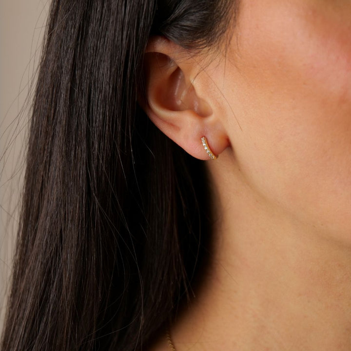 Mini Zirkonia Creolen | 585 Gold Ohrringe