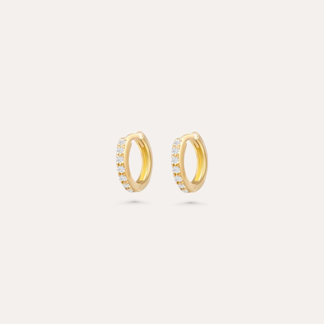 Mini Zirkonia Creolen | 585 Gold Ohrringe