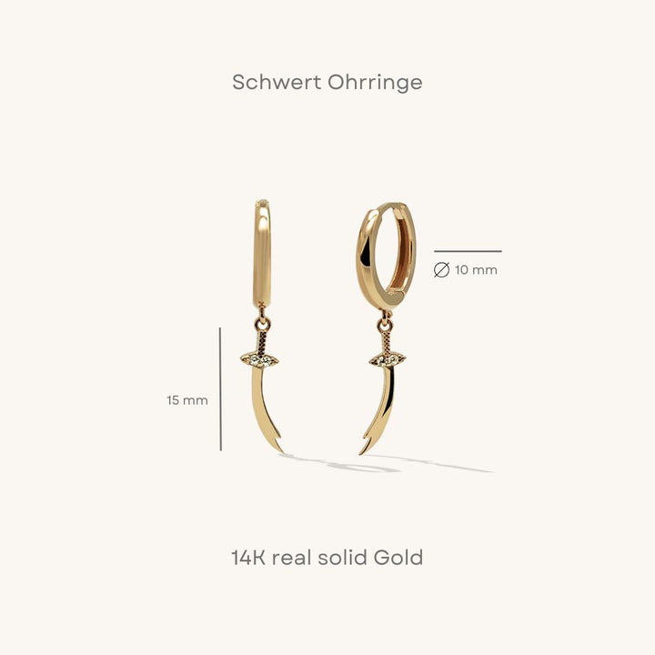 Schwert | 585 Gold Ohrringe