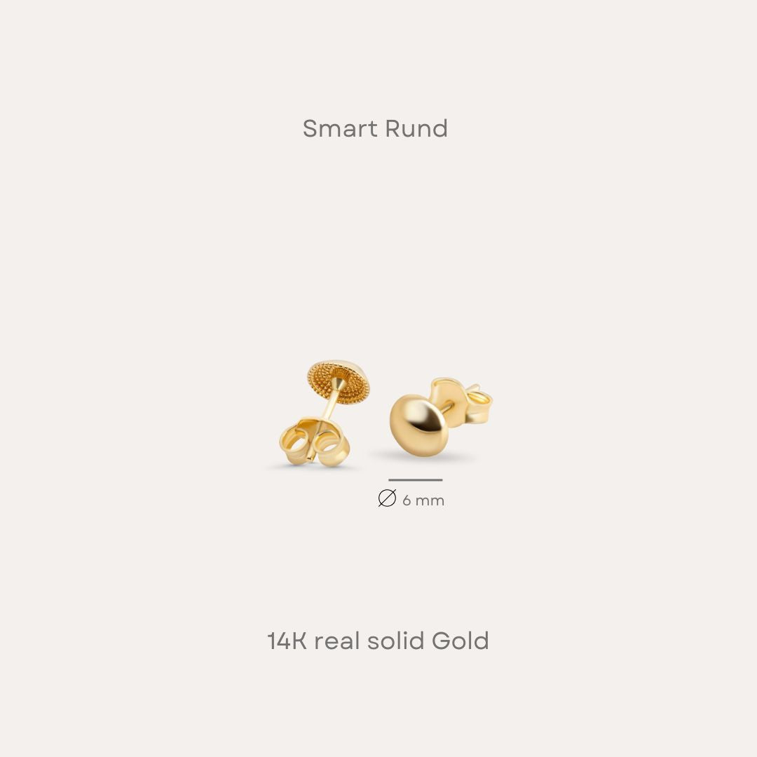 Smart Rund Ohrstecker | 585 Gold