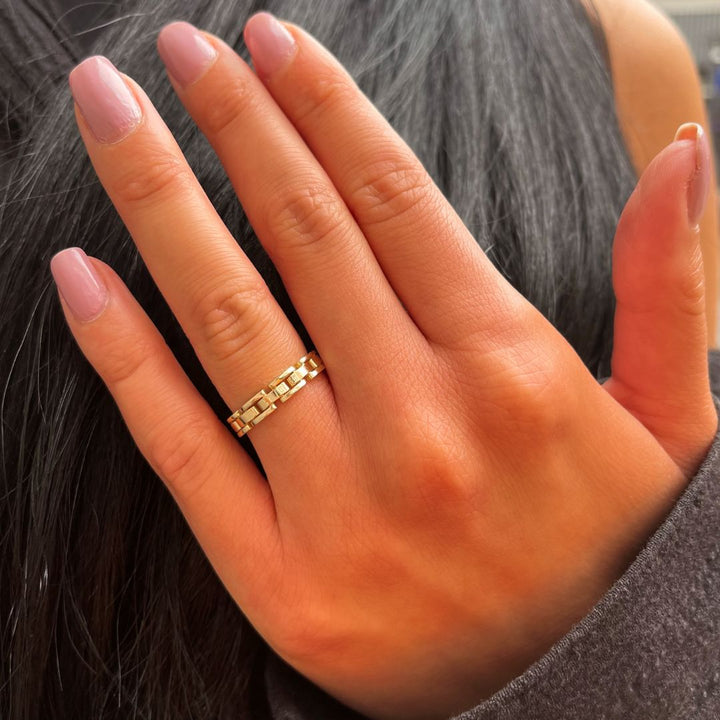 Woven Chain Ring I 585 Gold