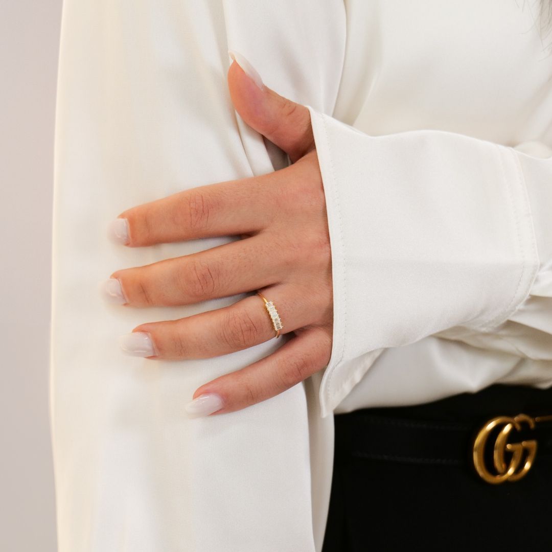 Aline Ring mit Baguette Steinen I 585 Gold Ring