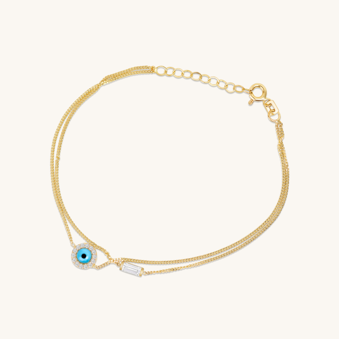 Doppelketten Armband Nazar Zirkonia I 585 Gold