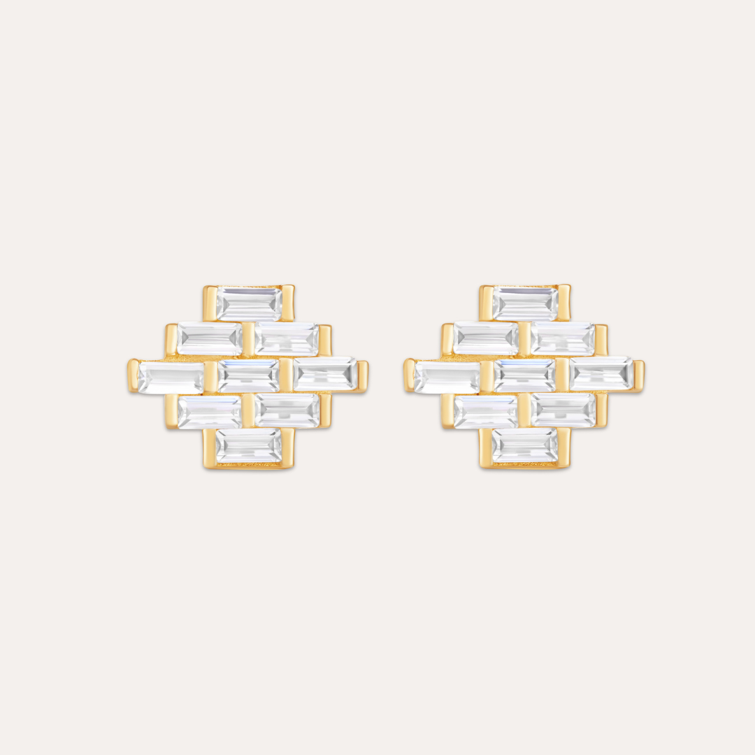 Baguette Bricks Ohrstecker I 585 Gold