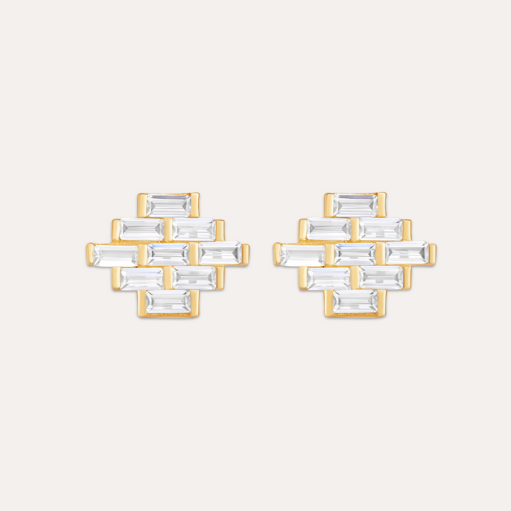 Baguette Bricks Ohrstecker I 585 Gold