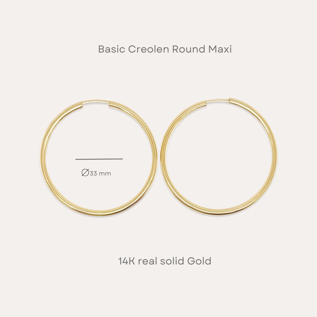 Basic Round Creolen Mini | Midi | Maxi | 585 Gold