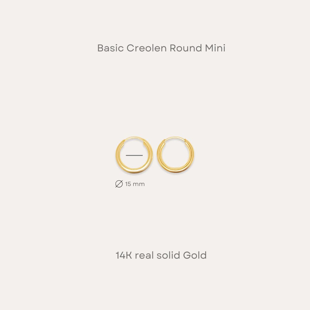 Basic Round Creolen Mini | Midi | Maxi | 585 Gold