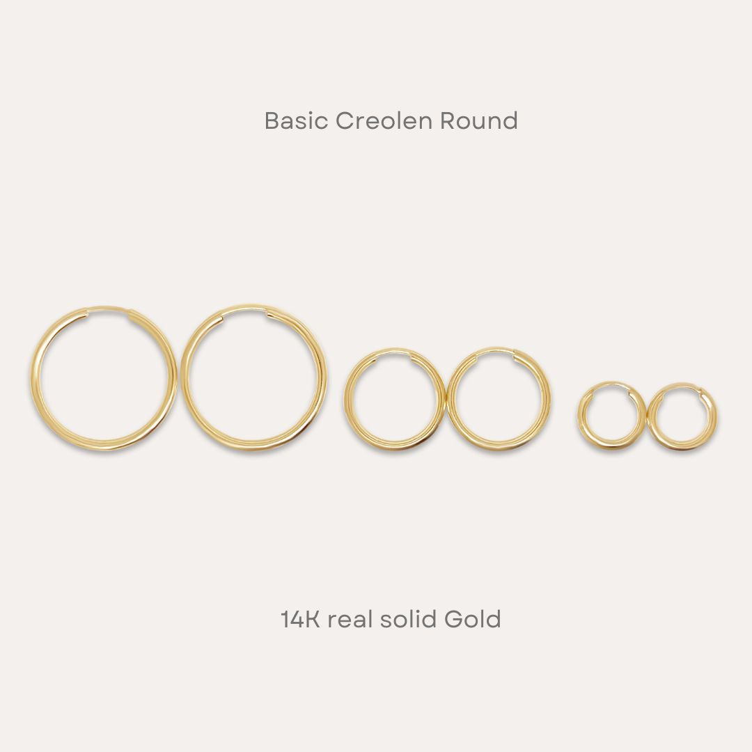 Basic Round Creolen Mini | Midi | Maxi | 585 Gold