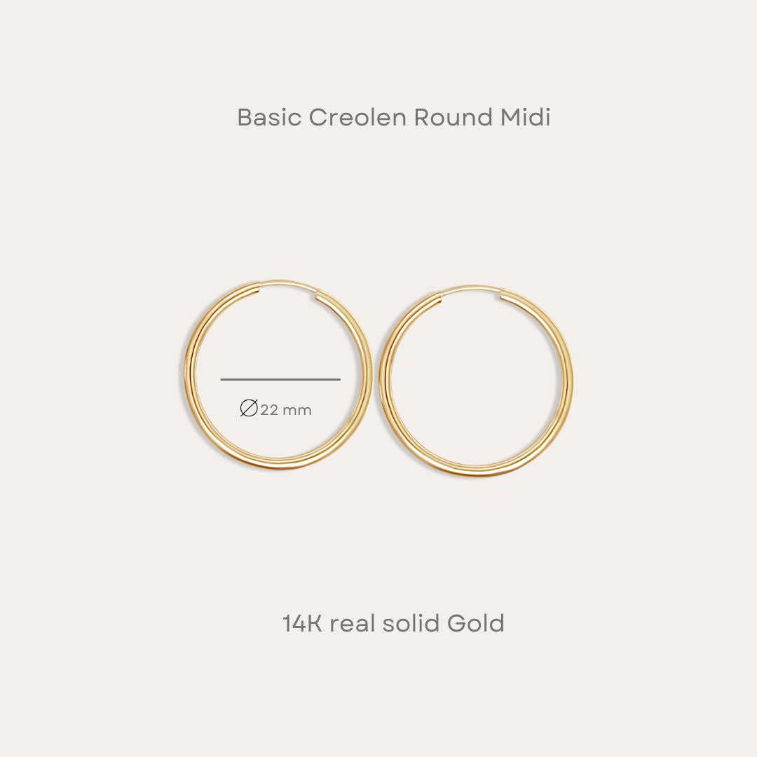 Basic Round Creolen Mini | Midi | Maxi | 585 Gold