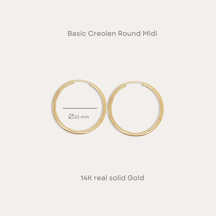 Basic Round Creolen Mini | Midi | Maxi | 585 Gold