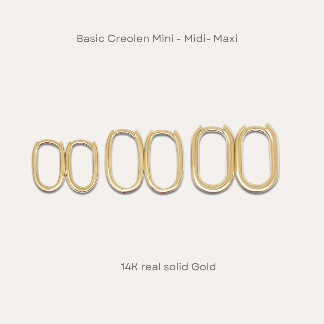 Basic Oval Creolen Mini | Midi | Maxi | 585 Gold