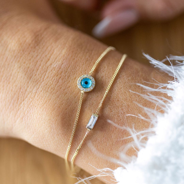 Doppelketten Armband Nazar Zirkonia I 585 Gold