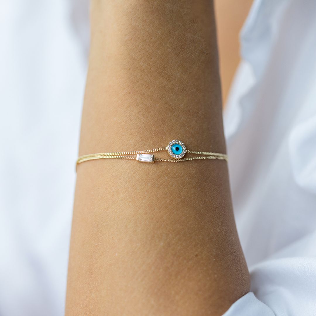 Doppelketten Armband Nazar Zirkonia I 585 Gold