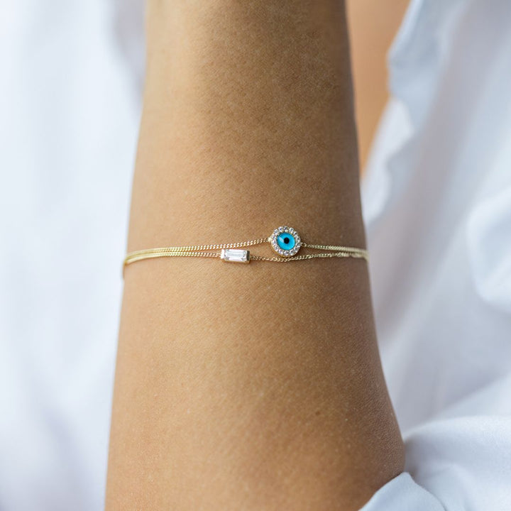 Doppelketten Armband Nazar Zirkonia I 585 Gold