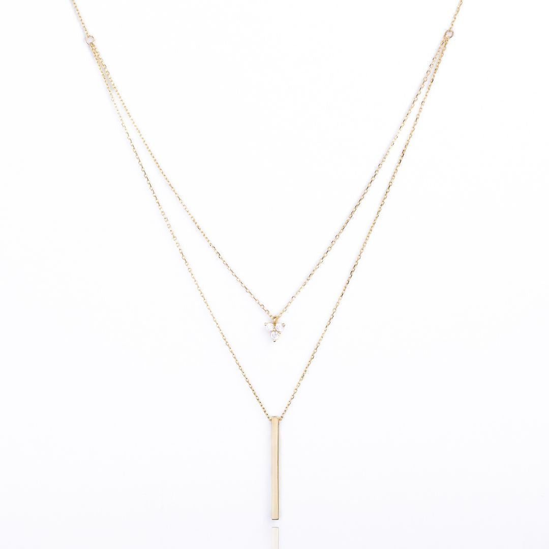 Doppelreihe Kette Zirkonia I 585 Gold