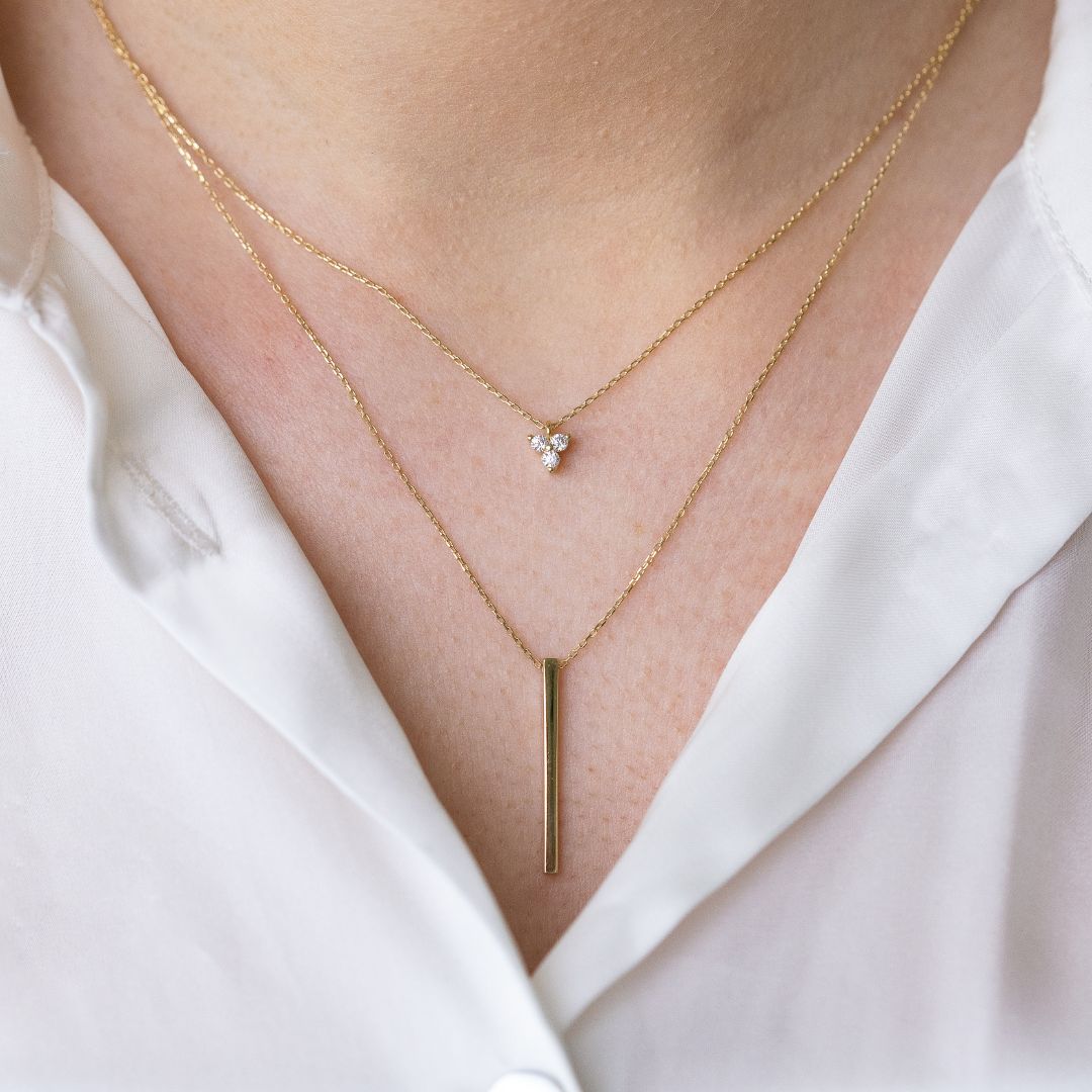 Doppelreihe Kette Zirkonia I 585 Gold