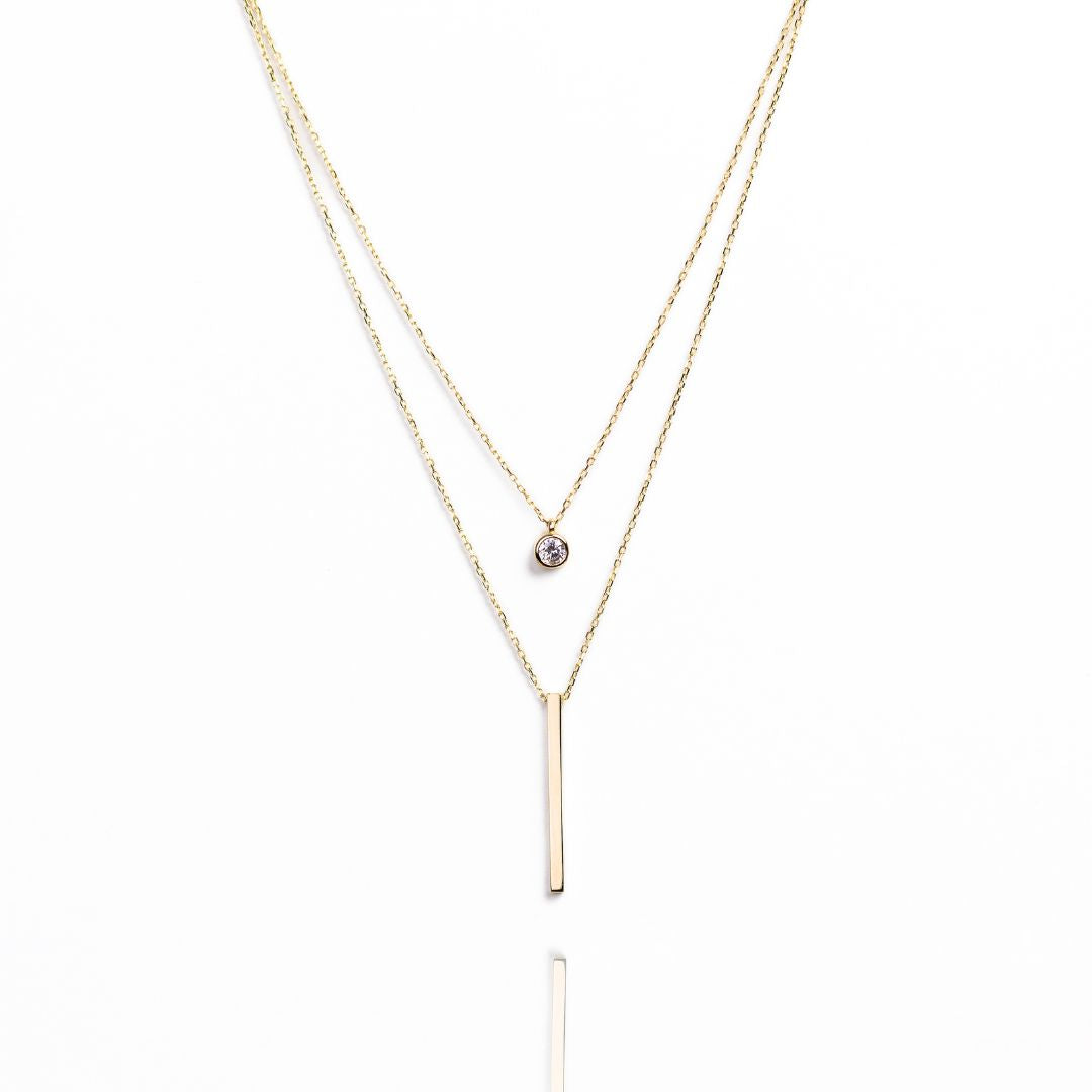 Doppelreihe Goldkette Zirkon I  585 Gold