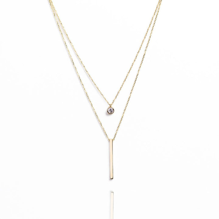 Doppelreihe Goldkette Zirkon I  585 Gold