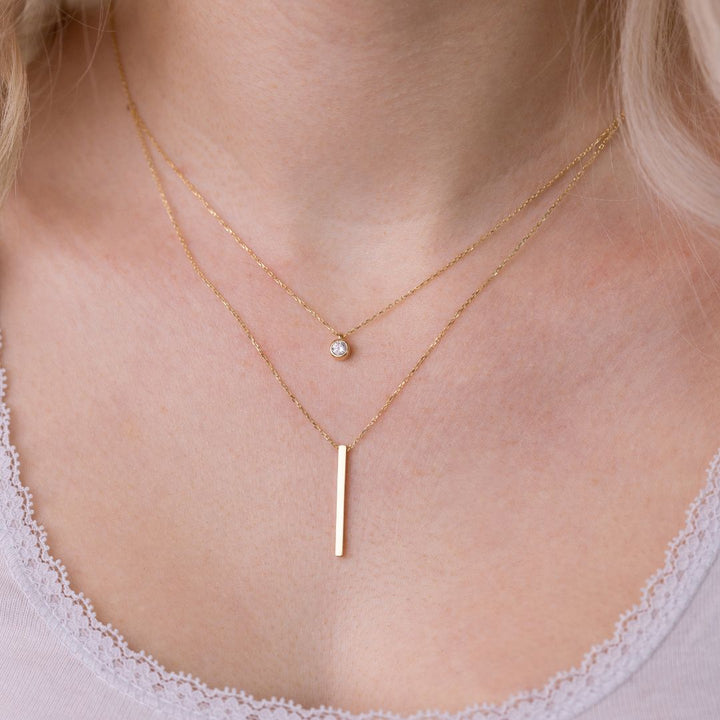 Doppelreihe Goldkette Zirkon I  585 Gold