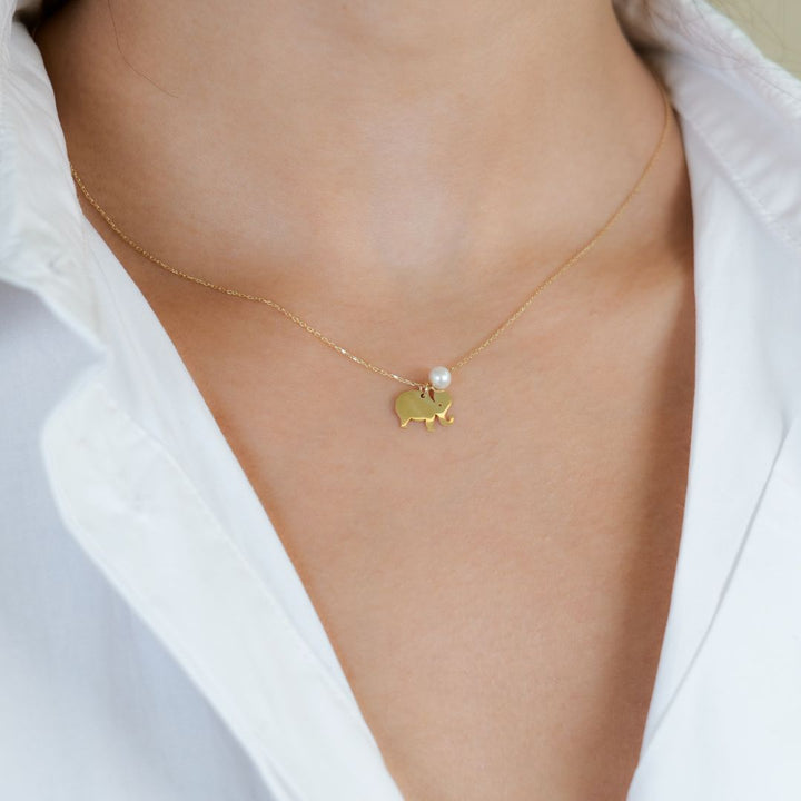 Elefant Kette Süßwasserperle I 585 Gold