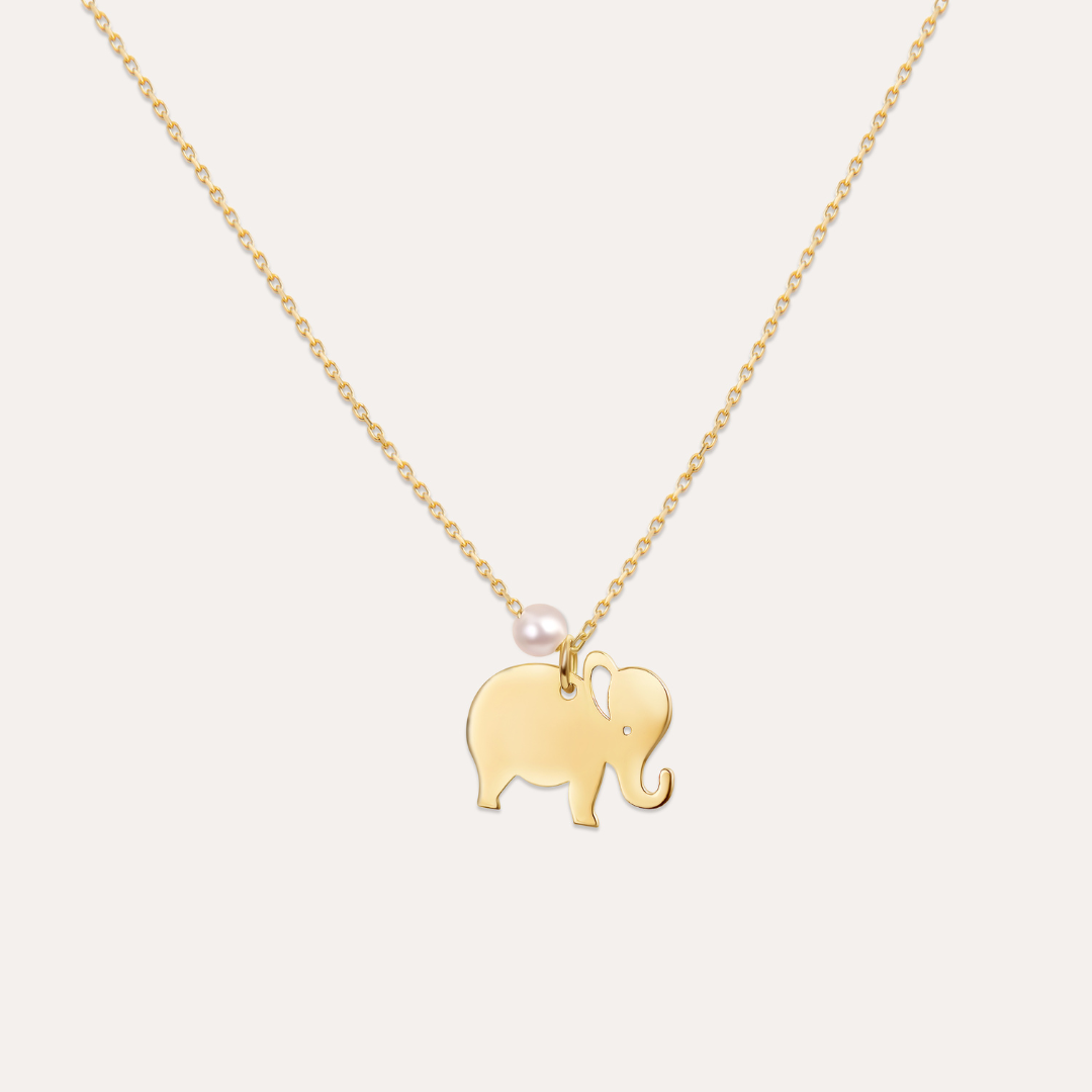 Elefant Kette Süßwasserperle I 585 Gold