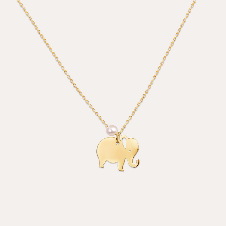 Elefant Kette Süßwasserperle I 585 Gold