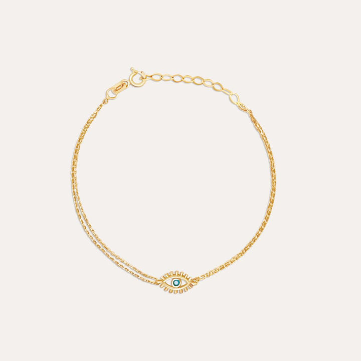 Evil Eye Doppelarmband | 585 Gold