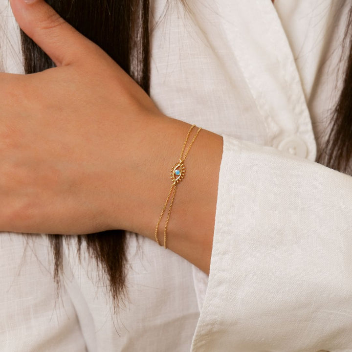 Evil Eye Doppelarmband | 585 Gold