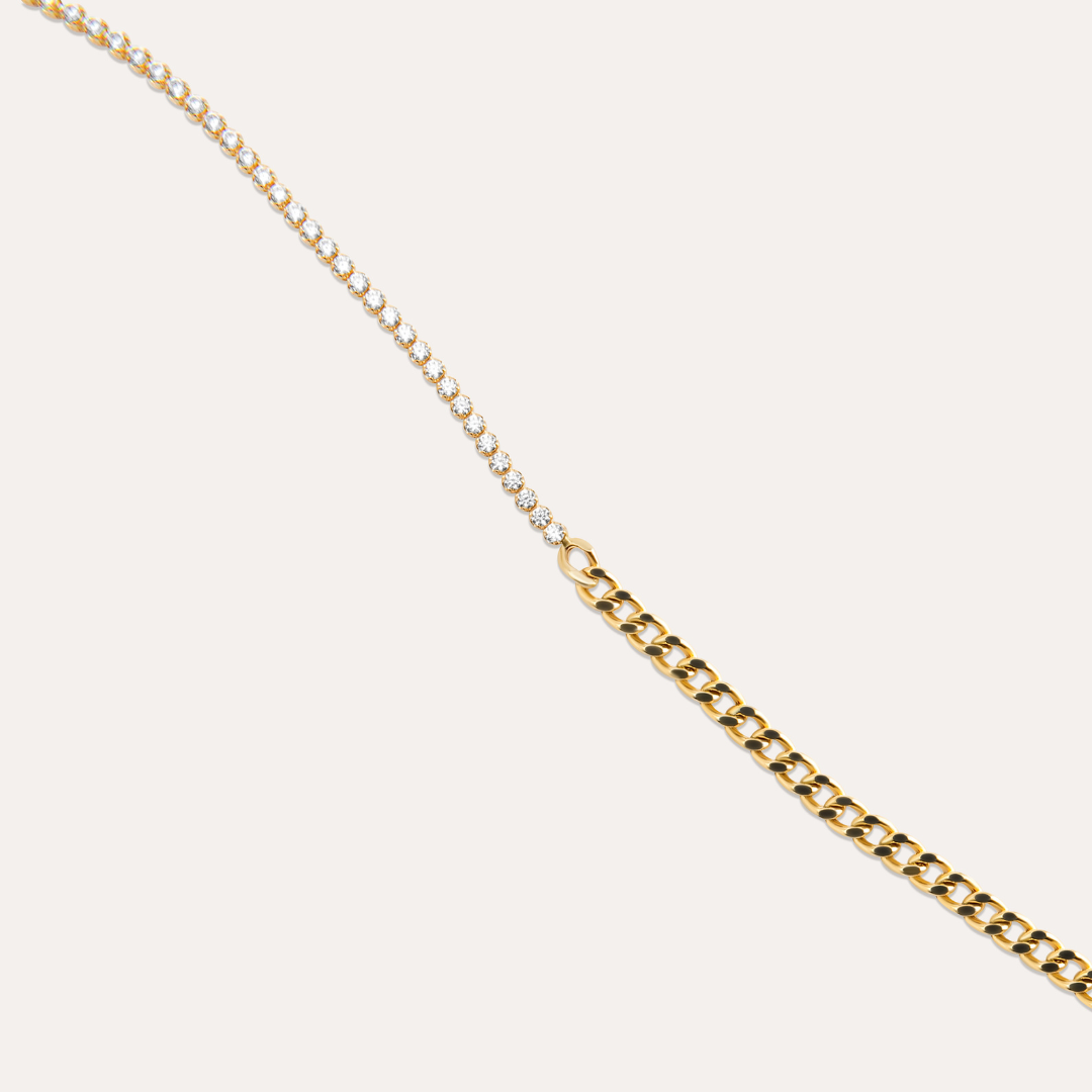 Francine Doppelarmband | Tennisarmband & Panzerkette  | 585 Gold