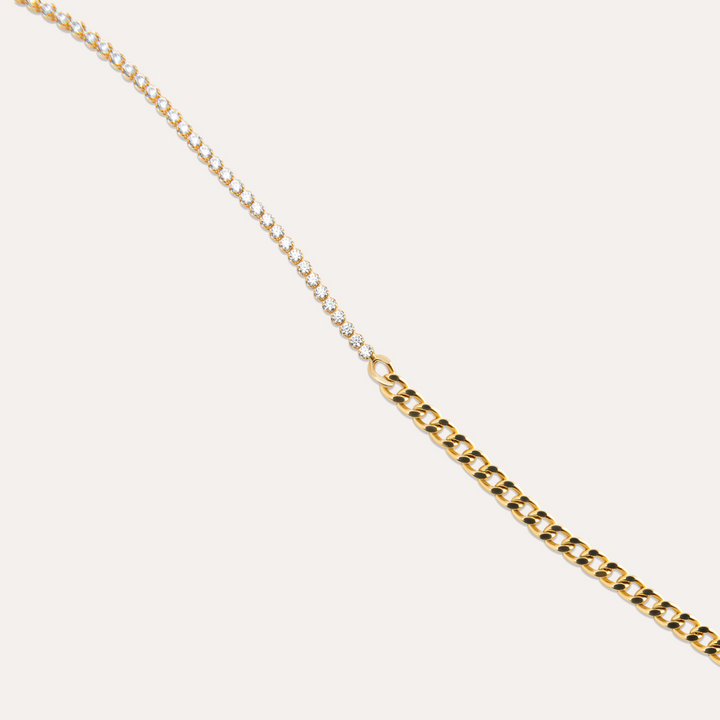Francine Doppelarmband | Tennisarmband & Panzerkette  | 585 Gold