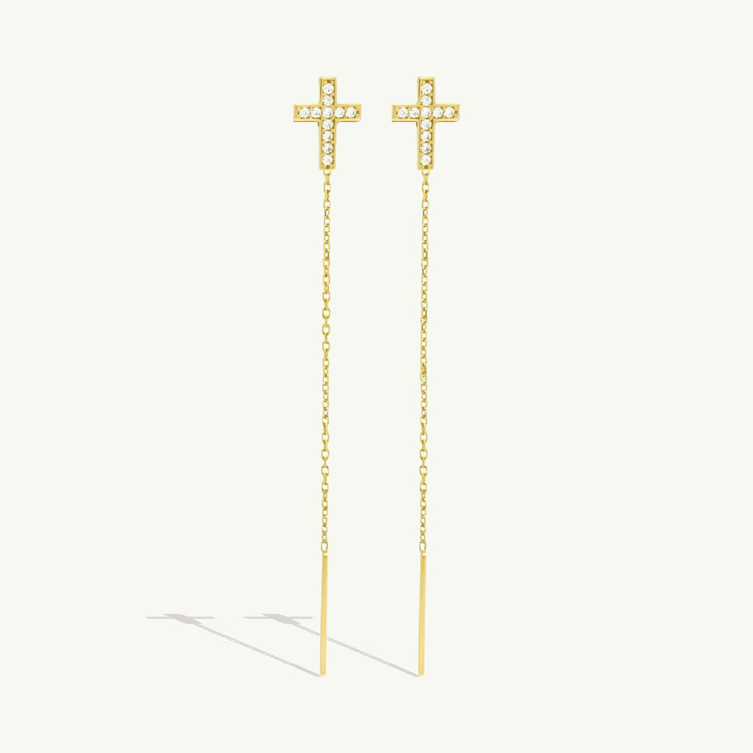 Glanzkreuz Ohrhänger I 585 Gold