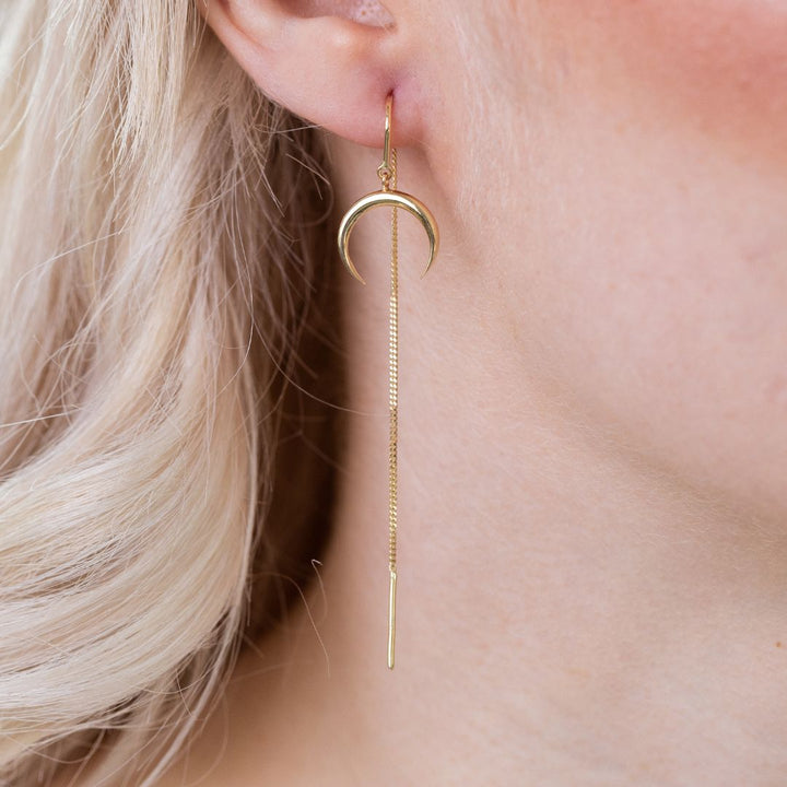 Halbmond Ohrkette I 585 Gold