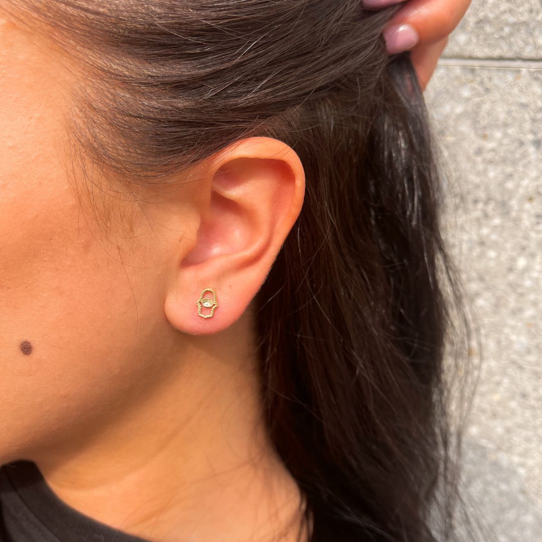 Hand der Fatima Ohrstecker I 585 Gold