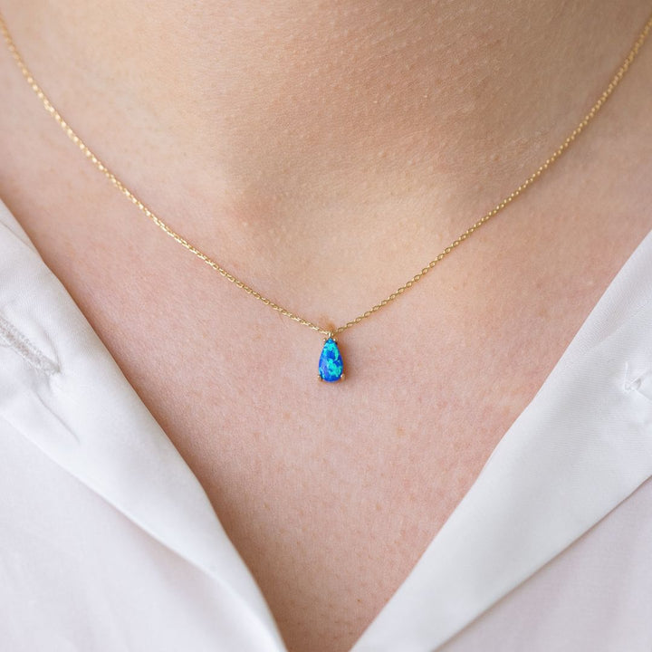 Blauer Opal Kette I 585 Gold