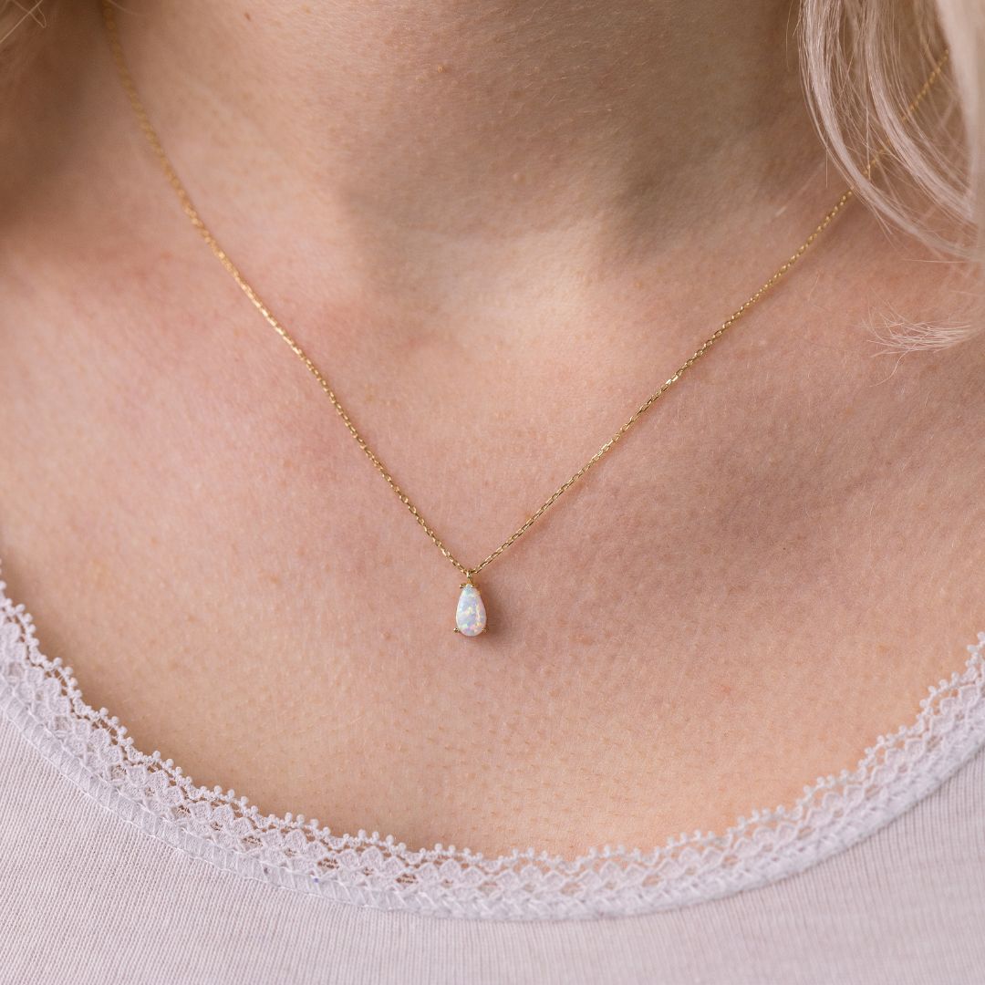Weißer Opal Kette I 585 Gold