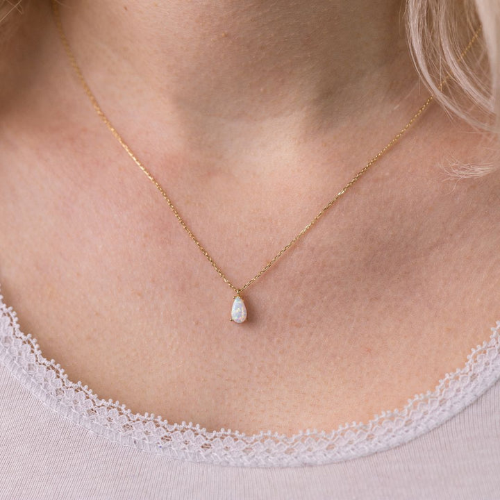 Weißer Opal Kette I 585 Gold