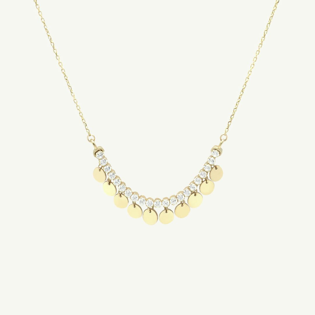 Mini Plättchenkette mit Zirkonia | 585 Goldkette